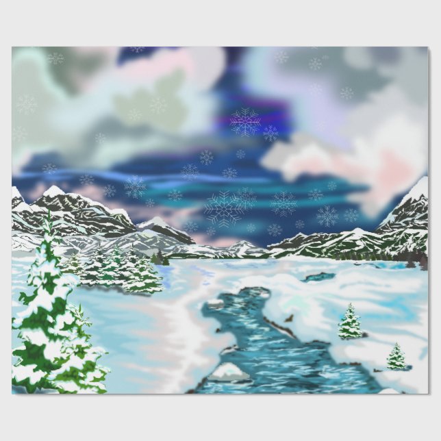 beautiful Winter Landscape Wrapping Paper (Flat)
