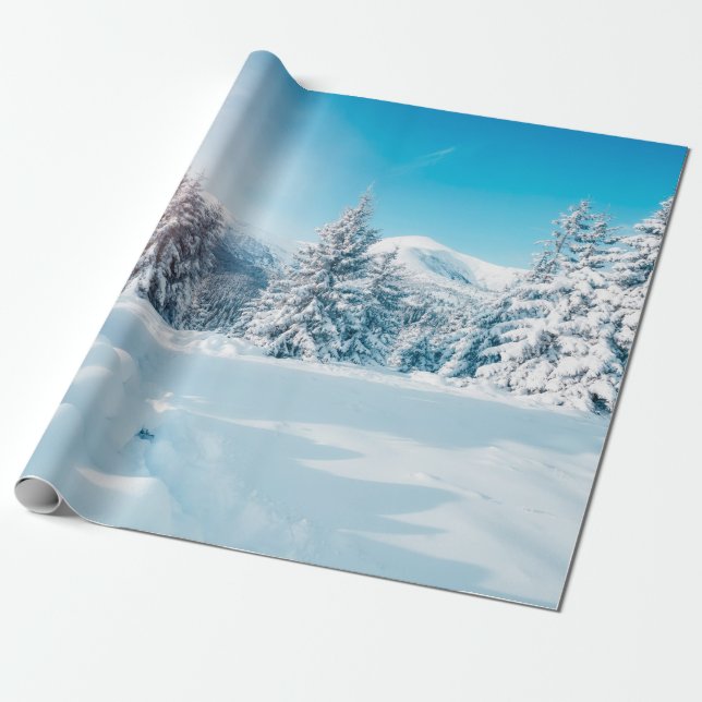 Beautiful winter nature landscape, amazing mountai wrapping paper (Unrolled)