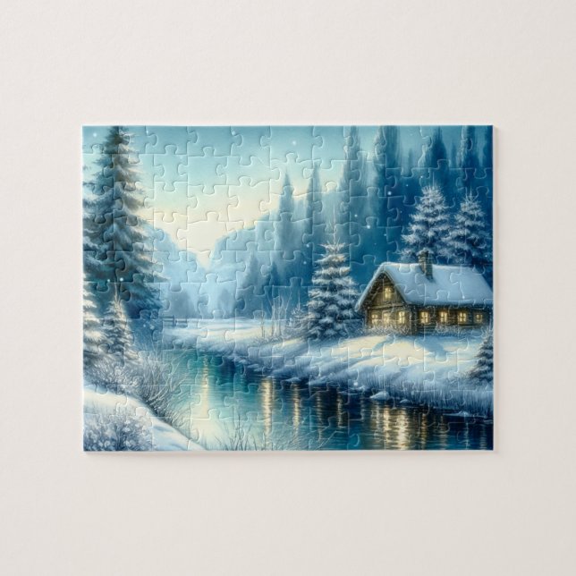 Beautiful Winter River Landscape Jigsaw Puzzle (Horizontal)