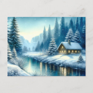 Beautiful Winter River Landscape Postcard