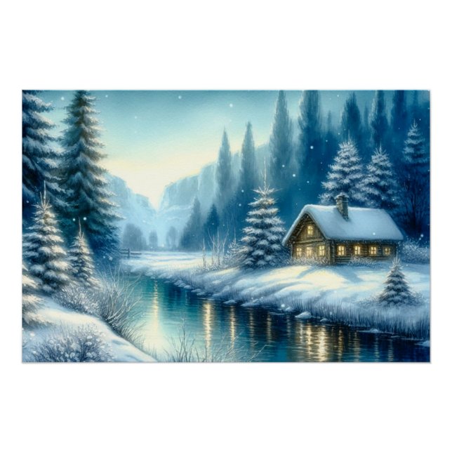 Beautiful Winter River Landscape Poster (Front)