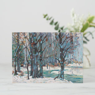Beautiful Winter Snow Scene with Blues and Greys Holiday Card