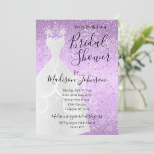 Beautiful Winter Snowfall Bridal Shower - Purple Invitation