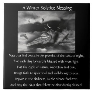Beautiful Winter Solstice Ravens and Crescent Moon Ceramic Tile