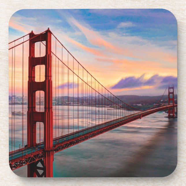 Beautiful winter sunset at Golden Gate Bridge Coaster (Front)