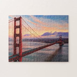 Beautiful winter sunset at Golden Gate Bridge Jigsaw Puzzle