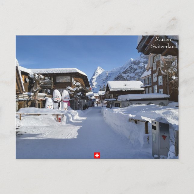 Beautiful Winter Swiss Alps Scene  Postcard (Front)