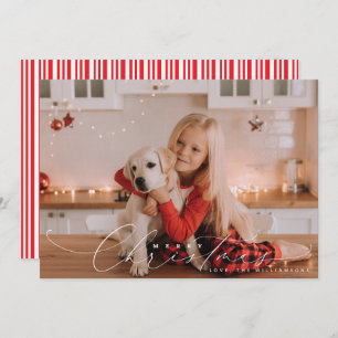 Beautiful, wispy Merry Christmas script photo  Holiday Card