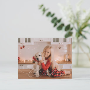 Beautiful, wispy Merry Christmas script photo Postcard