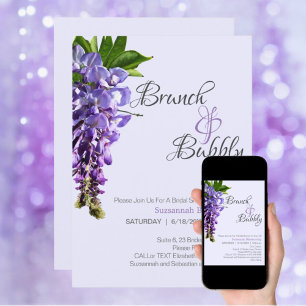 Beautiful Wisteria Brunch Bubbly Bridal Shower Invitation