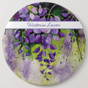 Beautiful Wisteria Flowers In Watercolor 6 Cm Round Badge