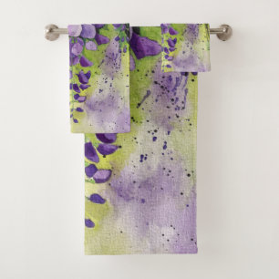 Beautiful Wisteria Flowers In Watercolor Bath Towel Set
