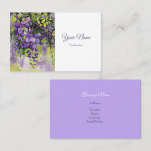 Beautiful Wisteria Flowers In Watercolor  Business Card