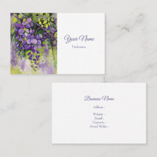Beautiful Wisteria Flowers In Watercolor Business Card
