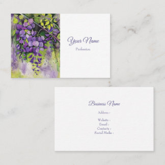 Beautiful Wisteria Flowers In Watercolor  Business Card