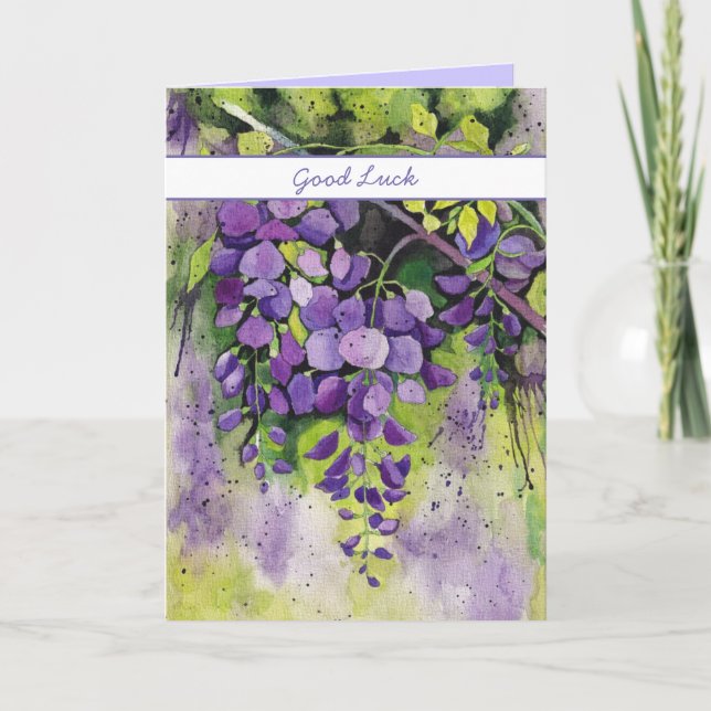 Beautiful Wisteria Flowers In Watercolor   Card (Front)