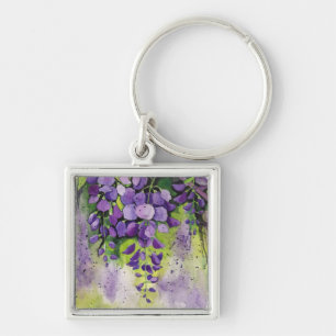 Beautiful Wisteria Flowers In Watercolor  Key Ring