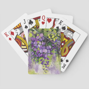 Beautiful Wisteria Flowers In Watercolor Playing Cards