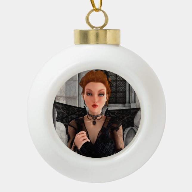 Beautiful Witch Ceramic Ball Christmas Ornament (Front)