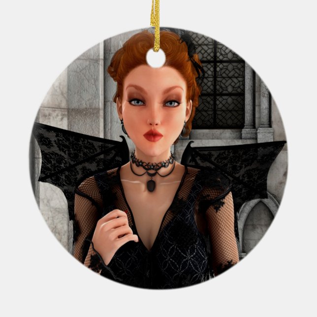 Beautiful Witch Ceramic Ornament (Back)