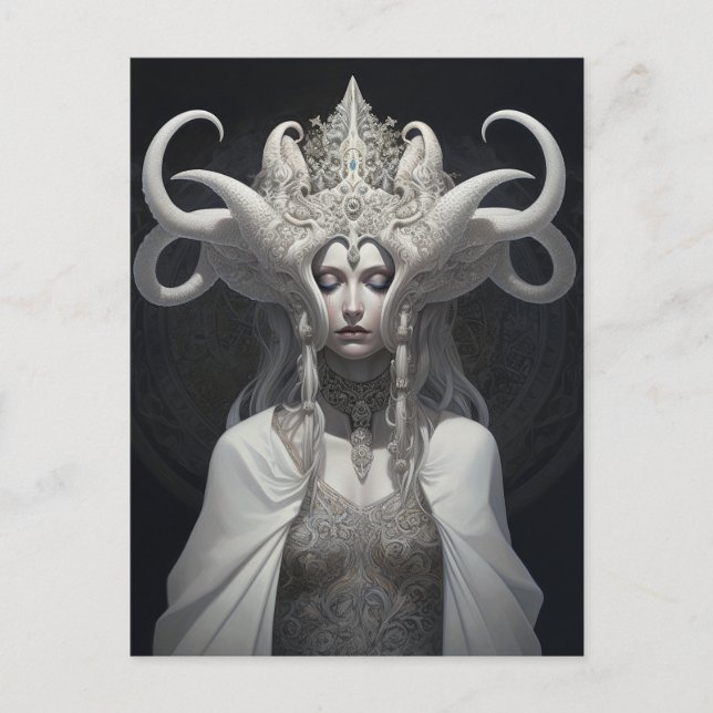 Beautiful Witch Demon Queen Fantasy Art Postcard (Front)