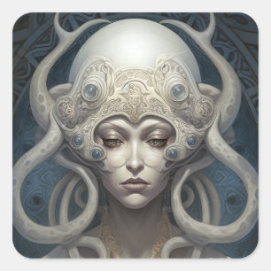 Beautiful Witch Demon Queen Fantasy Art Square Sticker