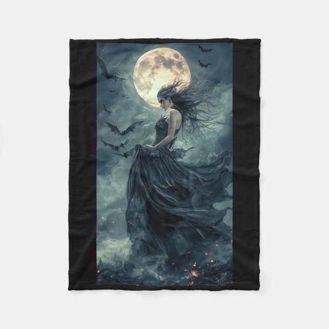 Beautiful Witch Gothic Fantasy Vampire Moonlight 1 Fleece Blanket (Front)