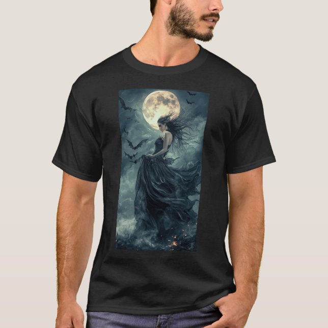 Beautiful Witch Gothic Fantasy Vampire Moonlight 1 T-Shirt (Front)