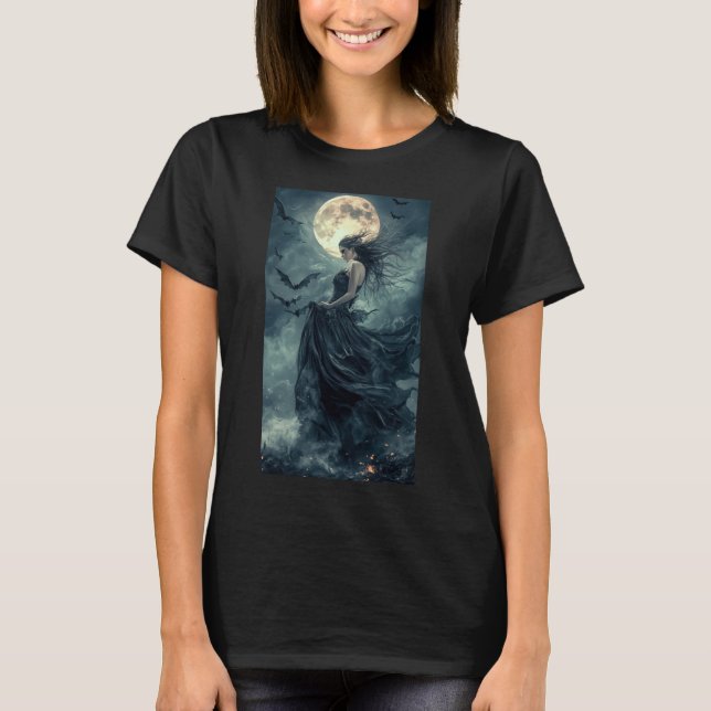 Beautiful Witch Gothic Fantasy Vampire Moonlight 1 T-Shirt (Front)