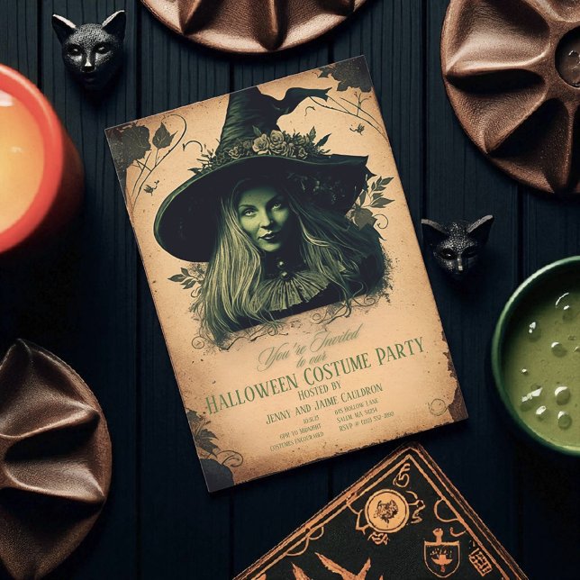 Beautiful Witch Halloween Invitation Two-Sided (Creator Uploaded)
