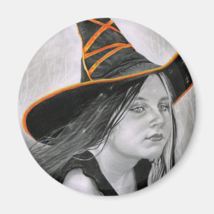 Beautiful Witch Halloween Magnet