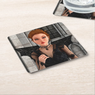 Beautiful Witch Square Paper Coaster