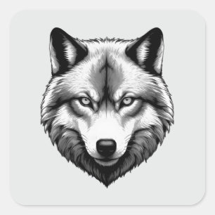 Beautiful Wolf Face Square Sticker