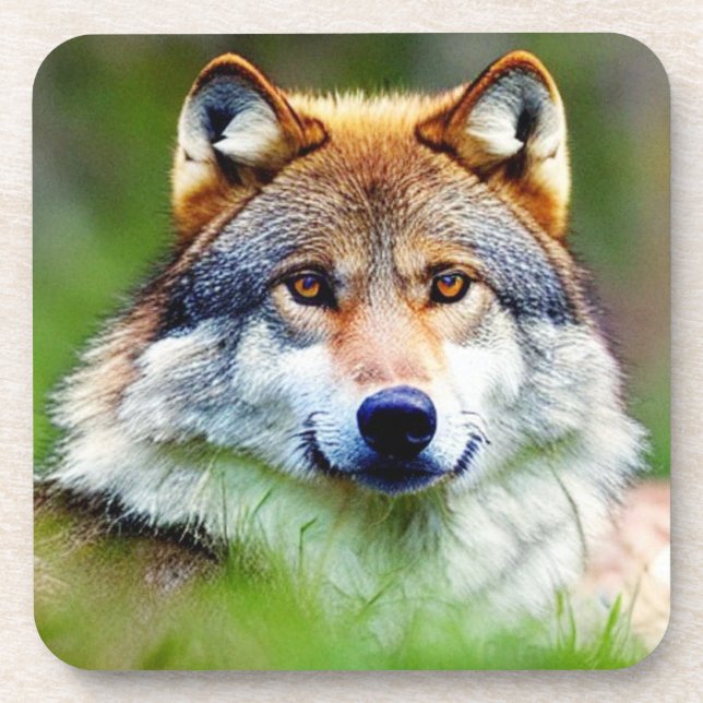 Beautiful Wolf head Painting  Coaster (Front)