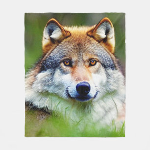 Beautiful Wolf head Painting Fleece Blanket
