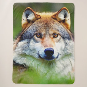 Beautiful Wolf head Painting  Sherpa Blanket