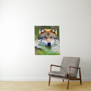 Beautiful Wolf head Painting Tapestry