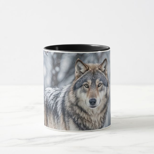 Beautiful  Wolf in Snow Wildlife Mug (Center)