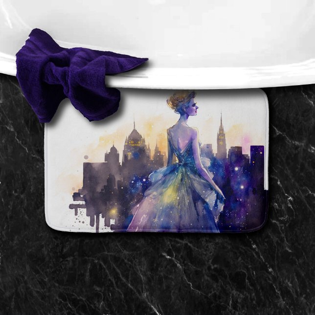 Beautiful Woman | Abstract Fairytale City Princess Bath Mat (Creator Uploaded)