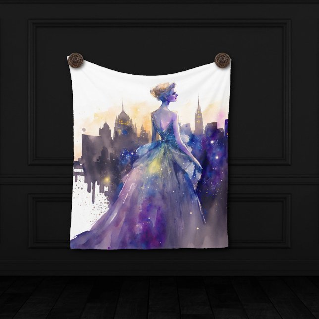 Beautiful Woman | Abstract Fairytale City Princess Fleece Blanket (Creator Uploaded)