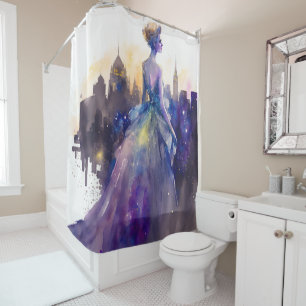 Beautiful Woman   Abstract Fairytale City Princess Shower Curtain