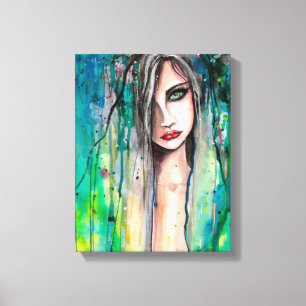 Beautiful Woman Abstract Portrait Fantasy Art Canvas Print