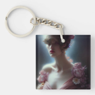 Beautiful Woman AI Generated Art Keychain