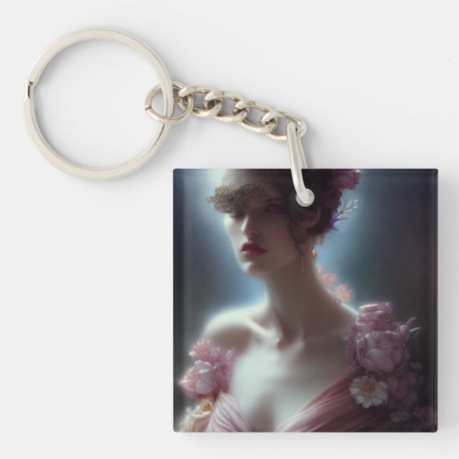 Beautiful Woman AI Generated Art Keychain (Front)