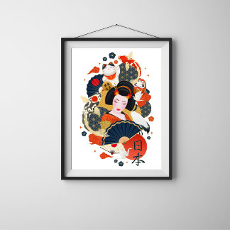 Beautiful woman asian wall poster