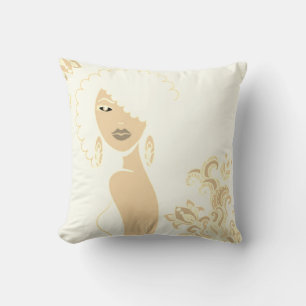 Beautiful Woman Beige and Brown 2 Sided Pillow