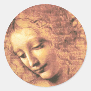 Beautiful Woman by Leonardo da Vinci Classic Round Sticker