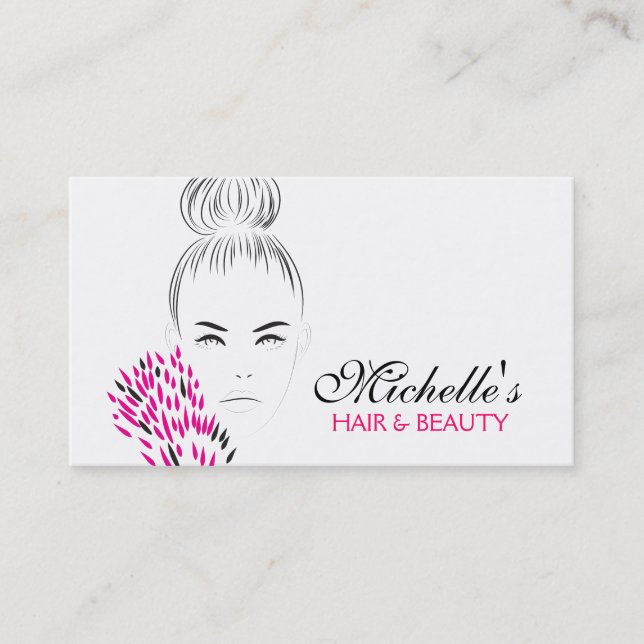 Beautiful woman fashion illustration branding business card (Front)
