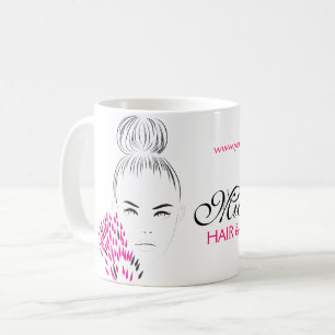 Beautiful woman fashion illustration branding coffee mug