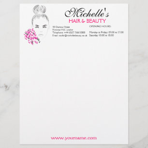 Beautiful woman fashion illustration branding personalised letterhead